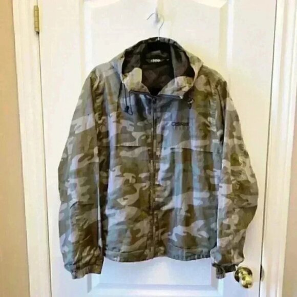 OSIRIS Mens Windbreaker Jacket Hood Lightweight Green Camo Print Size Small - Picture 3 of 16